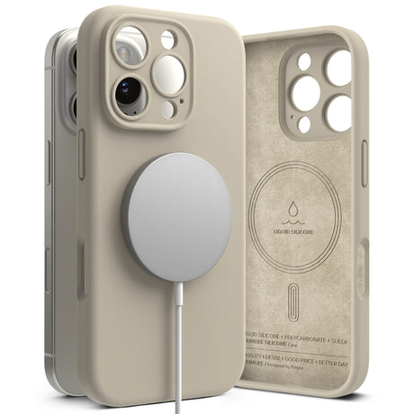 Husa de protectie Ringke Silicone Magnetic MagSafe compatibil cu iPhone 16 Pro Max, Stone