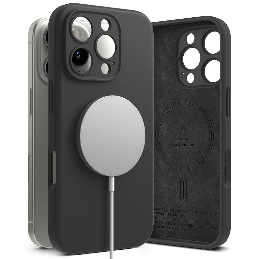 Husa de protectie Ringke Silicone Magnetic MagSafe compatibil cu iPhone 16 Pro Max, Negru