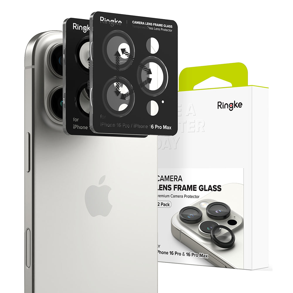 Folie de protectie Ringke Camera Lens Frame Glass (set de 2) compatibil cu iPhone 16 Pro / iPhone 16 Pro Max, Negru