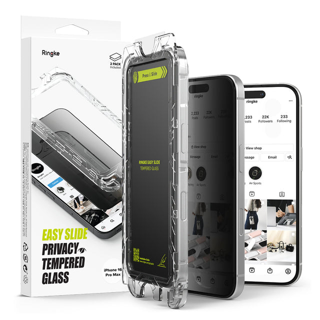 Folie de protectie Ringke Easy Slide Tempered Glass (set de 2) compatibil cu iPhone 16 Pro Max, Privacy