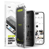 Folie de protectie Ringke Easy Slide Tempered Glass (set de 2) compatibil cu iPhone 16 / iPhone 15, Privacy