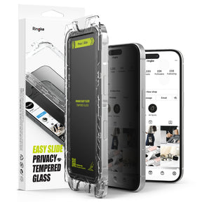 Folie de protectie Ringke Easy Slide Tempered Glass (set de 2) compatibil cu iPhone 16 / iPhone 15, Privacy