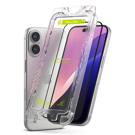 Folie de protectie Ringke Easy Slide Tempered Glass (set de 2) compatibil cu iPhone 16 Plus / iPhone 15 Plus, Negru