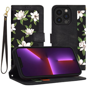 Husa de protectie Techsuit FlipCraft compatibil cu iPhone 13 Pro, Flowers of the Dawn
