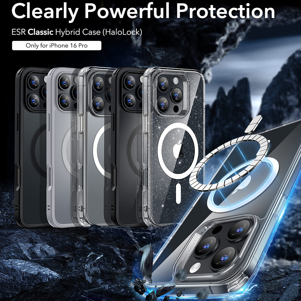 Husa de protectie ESR Classic Hybrid HaloLock compatibil cu iPhone 16 Pro, Frosted Clear