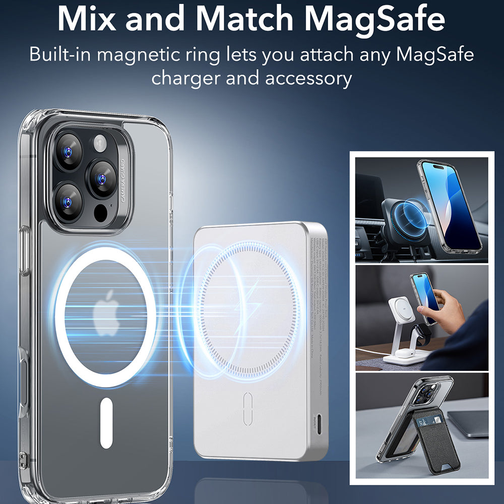 Husa de protectie ESR Classic Hybrid HaloLock compatibil cu iPhone 16 Pro, Frosted Clear