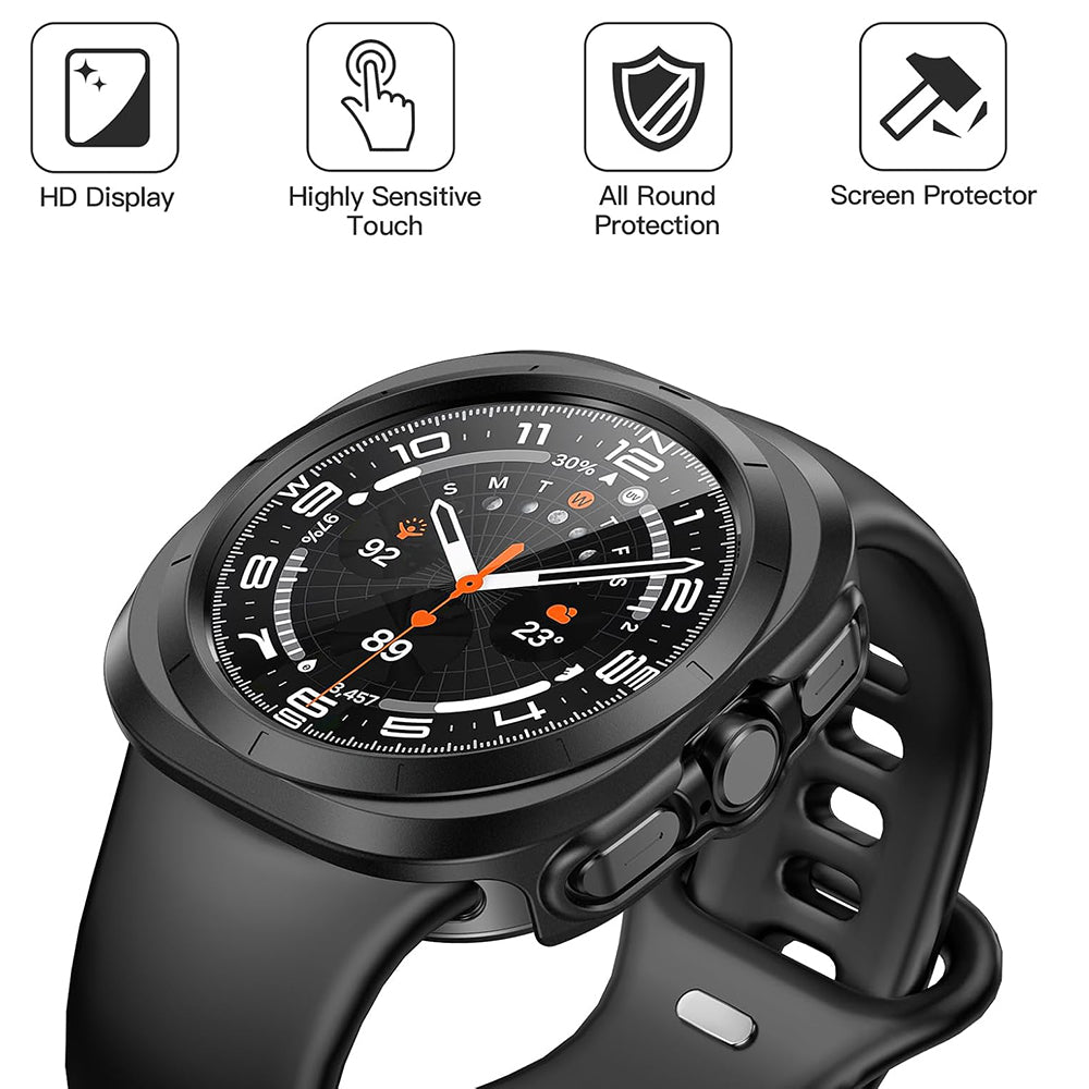 Folie de protectie smartwatch Techsuit Defense360 Pro + Screen Protector compatibil cu Samsung Galaxy Watch Ultra (47mm), Negru
