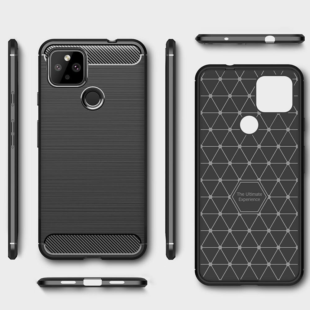 Husa de protectie Techsuit Carbon Silicone compatibil cu Google Pixel 5, Negru