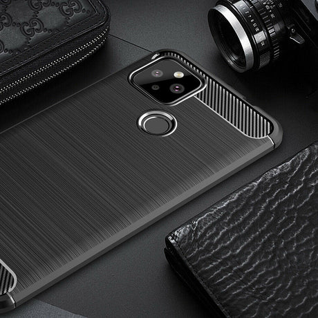 Husa de protectie Techsuit Carbon Silicone compatibil cu Google Pixel 5, Negru