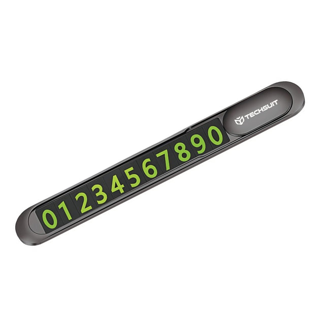 Gadget Techsuit Premium Phone Number Plate (PNP1), Temporary Parking Sign for Dashboard, Zinc Alloy, Removable Adhesive, Negru