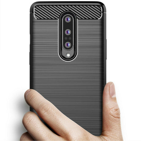 Husa de protectie Techsuit Carbon Silicone compatibil cu OnePlus 8, Negru