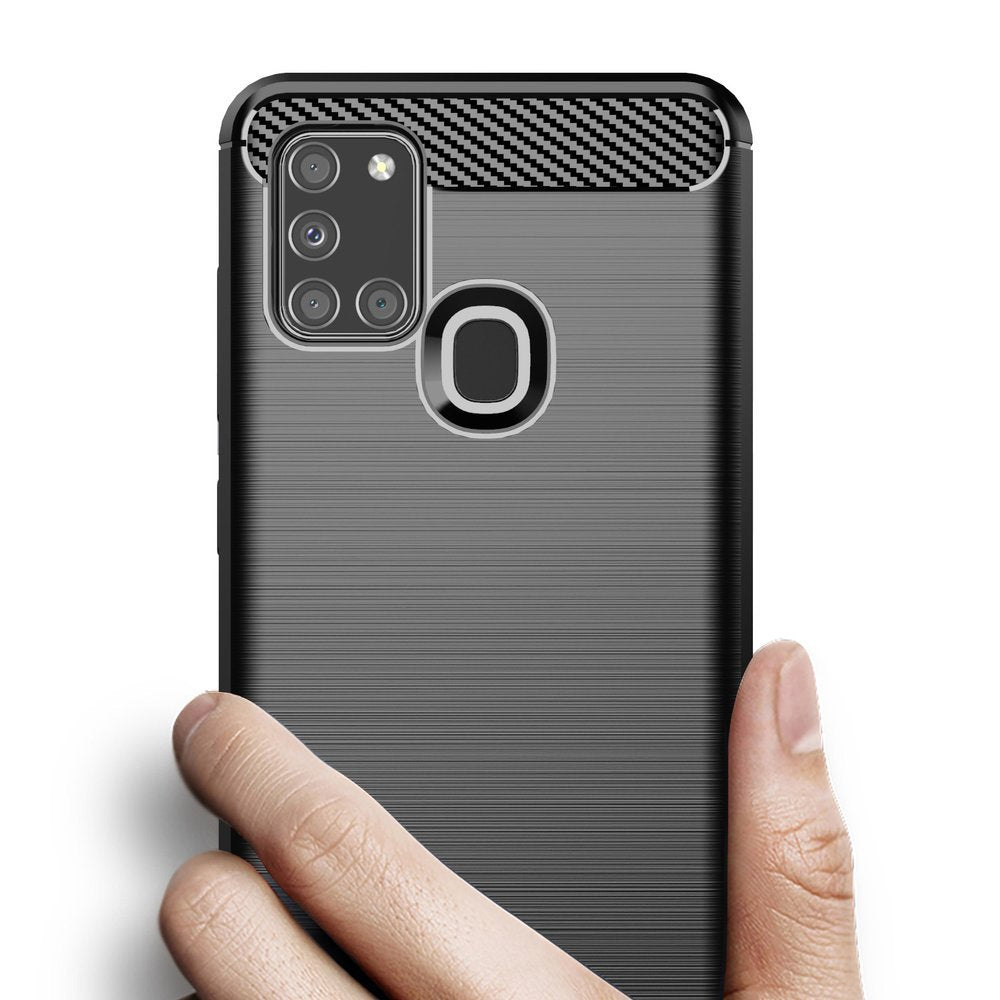 Husa de protectie Techsuit Carbon Silicone compatibil cu Samsung Galaxy A21s, Negru