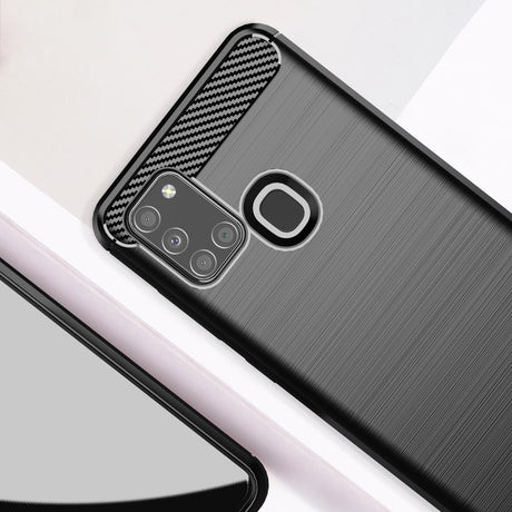 Husa de protectie Techsuit Carbon Silicone compatibil cu Samsung Galaxy A21s, Negru