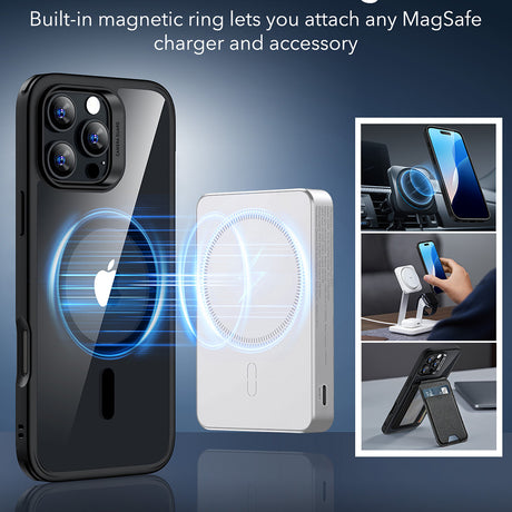 Husa de protectie ESR Classic Hybrid HaloLock compatibil cu iPhone 16 Pro Max, Transparent Black