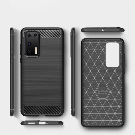 Husa de protectie Techsuit Carbon Silicone compatibil cu Huawei P40 Pro, Negru