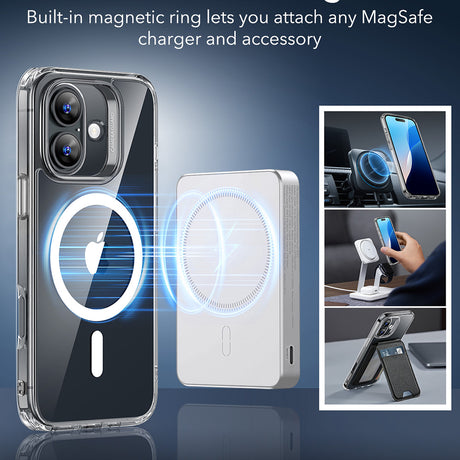 Husa de protectie ESR Classic Hybrid HaloLock compatibil cu iPhone 16, Transparent