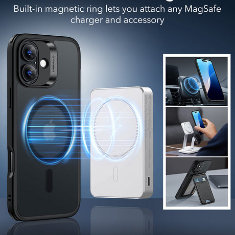 Husa de protectie ESR Classic Hybrid HaloLock compatibil cu iPhone 16, Negru Mat