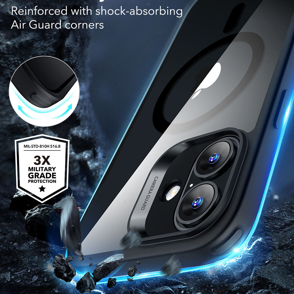 Husa de protectie ESR Classic Hybrid HaloLock compatibil cu iPhone 16, Transparent Black