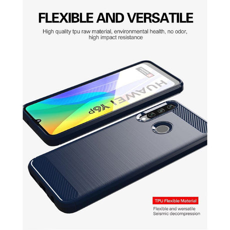 Husa de protectie Techsuit Carbon Silicone compatibil cu Huawei Y6p, Negru