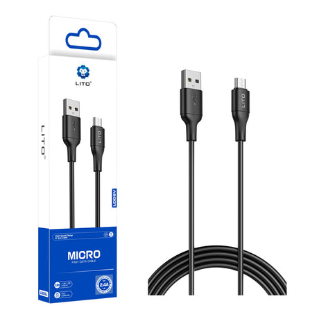 Cablu Lito (LD06V), USB to Micro-USB, 2.4A, PVC, 1m, Negru