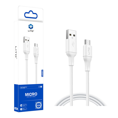 Cablu de Date cu Mufe USB, Micro-USB, 2.4A, 1m - Lito (LD06V) - White