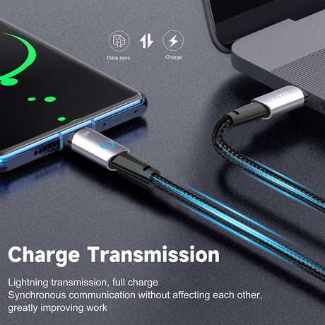 Cablu Lito (LD10CC), Type-C to Type-C, Fast Charging, 60W, with LED Light, 1m, Negru