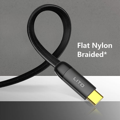 Cablu Lito (LD11CC), Type-C to Type-C, Fast Charging, Angled Design, Gold Plated Interface, 60W, 1m, Negru