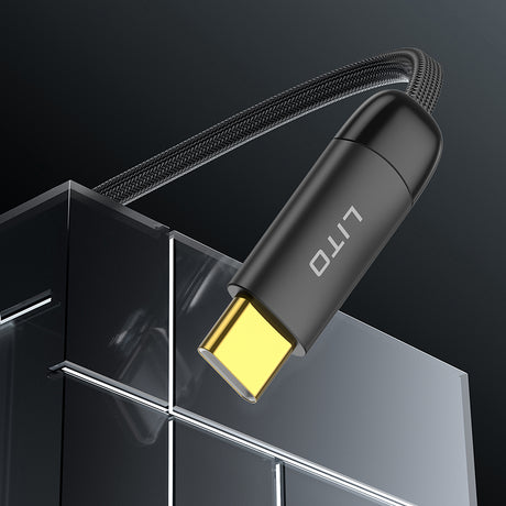 Cablu Lito (LD11CC), Type-C to Type-C, Fast Charging, Angled Design, Gold Plated Interface, 60W, 1m, Negru