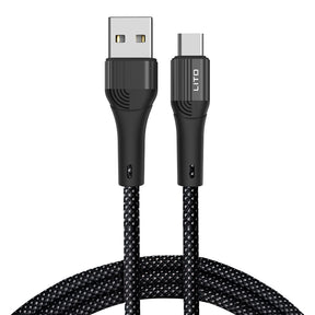 Cablu Lito (LD14), USB to Type-C Fast Charging 60W, 480Mbps, Nylon, 1m, Negru