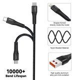 Cablu Lito (LD14), USB to Type-C Fast Charging 60W, 480Mbps, Nylon, 1m, Negru