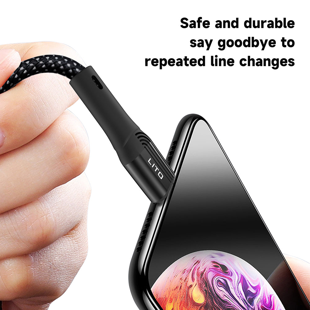 Cablu Lito (LD14), USB to Type-C Fast Charging 60W, 480Mbps, Nylon, 1m, Negru
