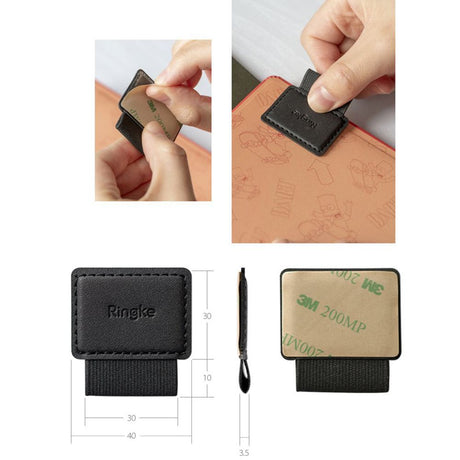 Stylus Ringke Pen Holder (set de 2), Ecological Leather, Textile, Elastic, Negru