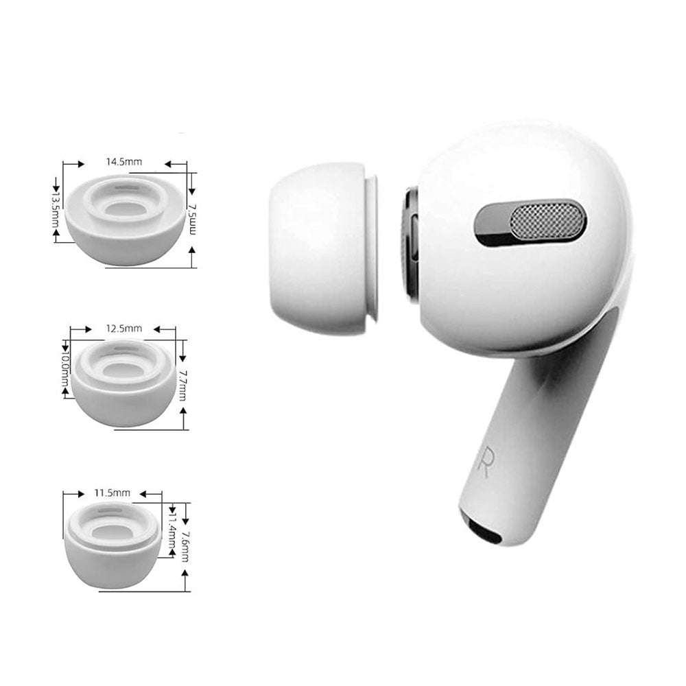Casti Techsuit (set de 3) Replacement Ear Tips AirVibe (ET1), for Apple AirPods Pro 1 / 2, Premium Silicone XS, S, L Sizes, Alb
