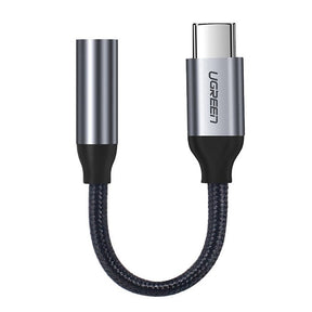 Adaptor Ugreen Audio Cable Adapter AV142 (30632), Type-C to Jack 3.5mm, 10cm, Gri