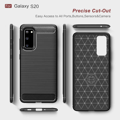 Husa de protectie Techsuit Carbon Silicone compatibil cu Samsung Galaxy S20 4G / S20 5G, Negru