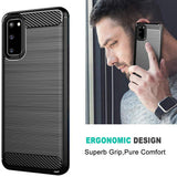 Husa de protectie Techsuit Carbon Silicone compatibil cu Samsung Galaxy S20 4G / S20 5G, Negru