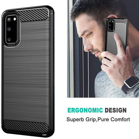 Husa de protectie Techsuit Carbon Silicone compatibil cu Samsung Galaxy S20 4G / S20 5G, Negru