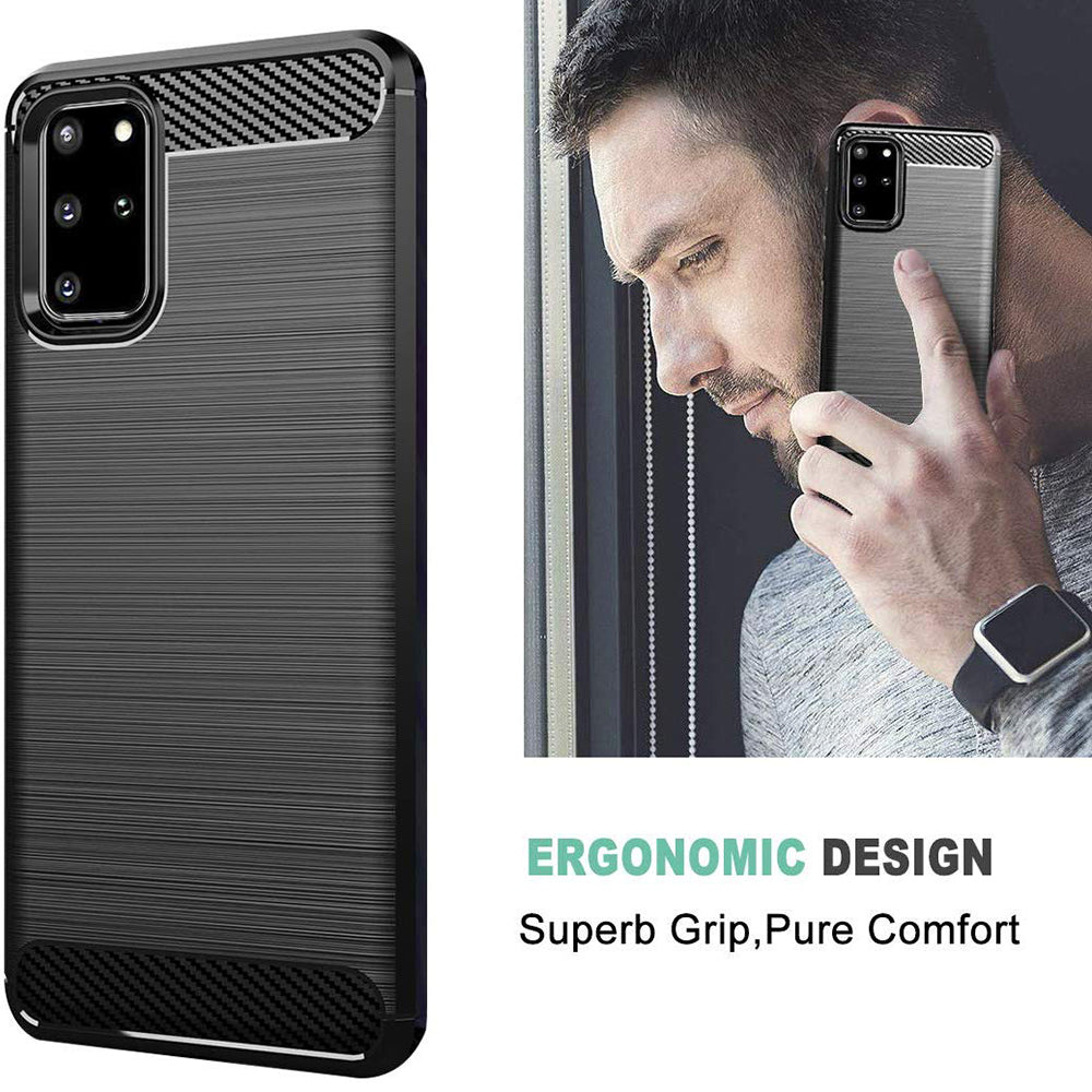 Husa de protectie Techsuit Carbon Silicone compatibil cu Samsung Galaxy S20 Plus 4G / S20 Plus 5G, Negru