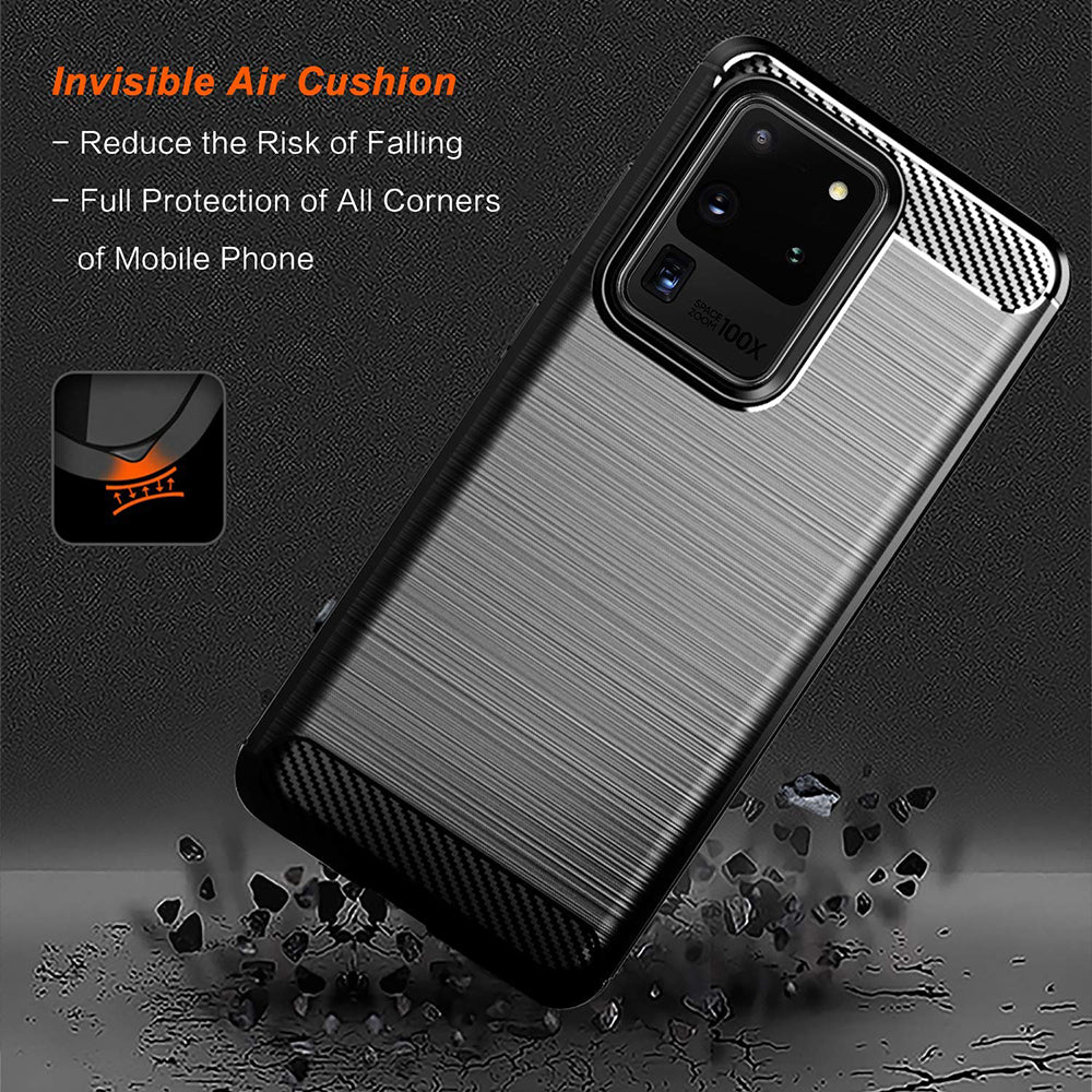 Husa de protectie Techsuit Carbon Silicone compatibil cu Samsung Galaxy S20 Ultra 4G / S20 Ultra 5G, Negru