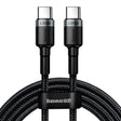 Cablu Baseus Cafule (CATKLF-ALG1), Type-C to Type-C, Flash Charging, PD 2.0, 100W, 480Mbps, 2m, Gri / Black