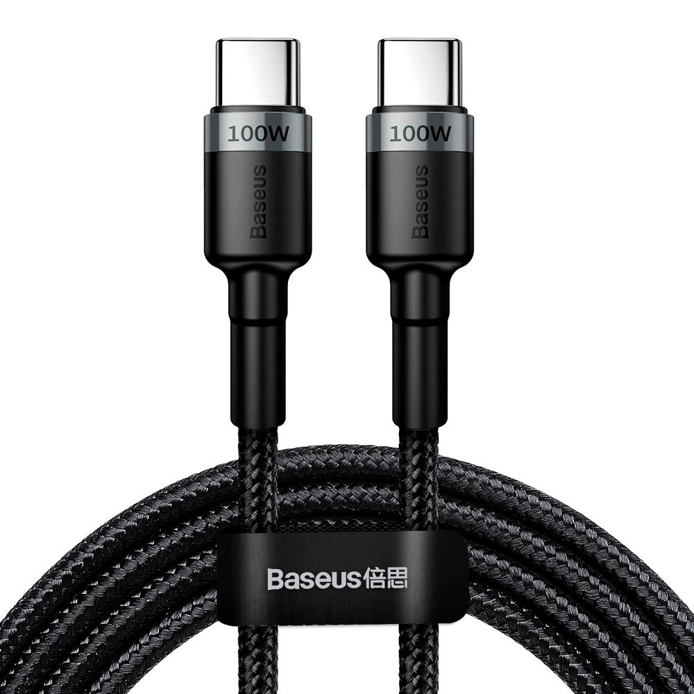 Cablu Baseus Cafule (CATKLF-ALG1), Type-C to Type-C, Flash Charging, PD 2.0, 100W, 480Mbps, 2m, Gri / Black