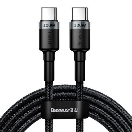 Cablu Baseus Cafule (CATKLF-ALG1), Type-C to Type-C, Flash Charging, PD 2.0, 100W, 480Mbps, 2m, Gri / Black