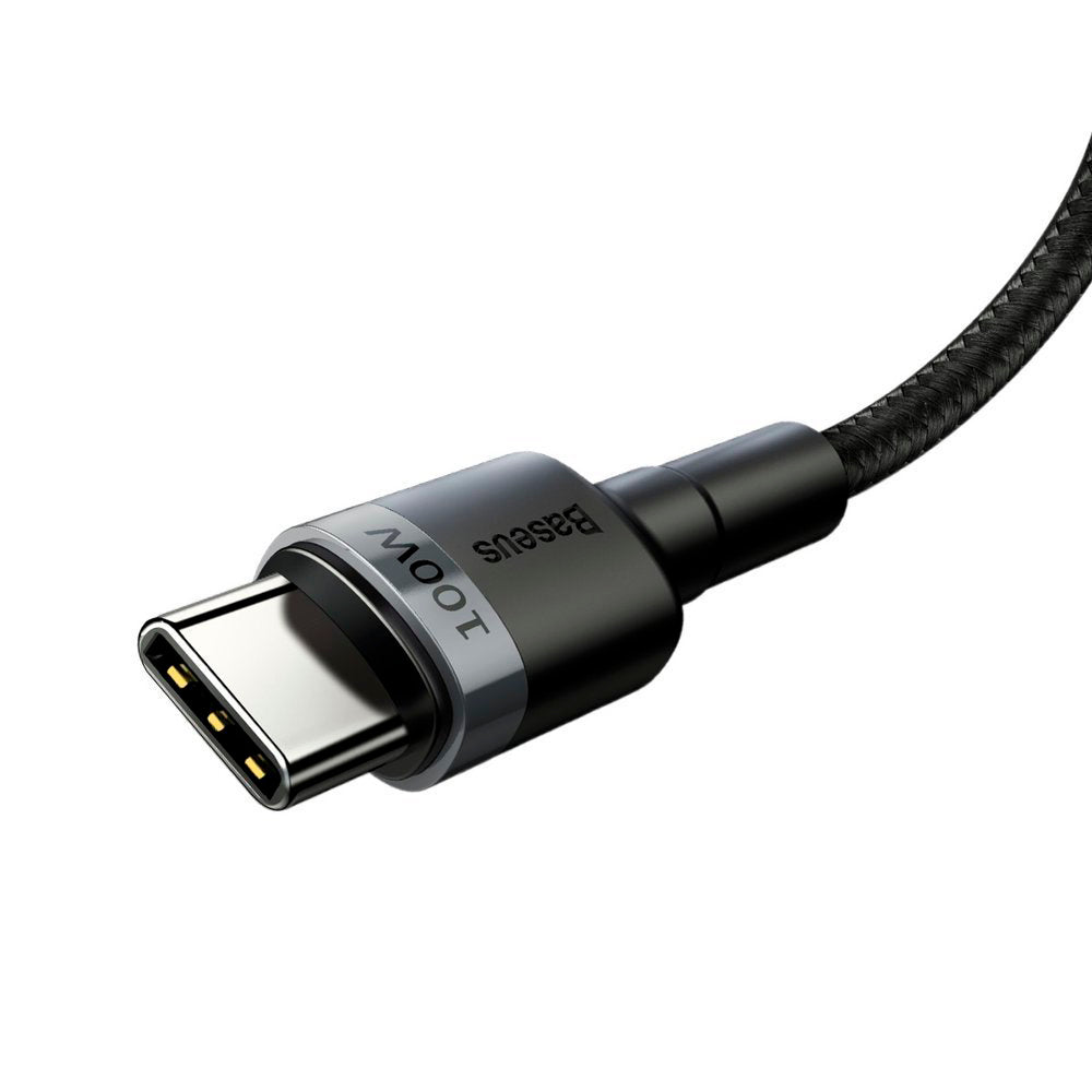 Cablu Baseus Cafule (CATKLF-ALG1), Type-C to Type-C, Flash Charging, PD 2.0, 100W, 480Mbps, 2m, Gri / Black