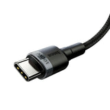 Cablu Baseus Cafule (CATKLF-ALG1), Type-C to Type-C, Flash Charging, PD 2.0, 100W, 480Mbps, 2m, Gri / Black