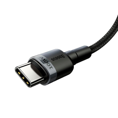 Cablu Baseus Cafule (CATKLF-ALG1), Type-C to Type-C, Flash Charging, PD 2.0, 100W, 480Mbps, 2m, Gri / Black