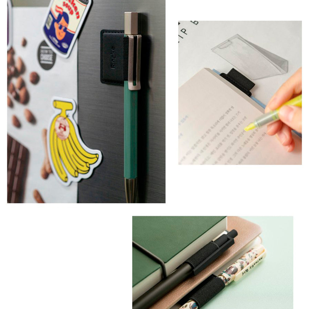 Stylus Ringke Pen Holder (set de 5), Ecological Leather, Textile, Elastic, Negru