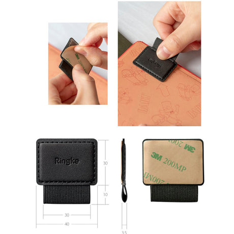 Stylus Ringke Pen Holder (set de 5), Ecological Leather, Textile, Elastic, Negru