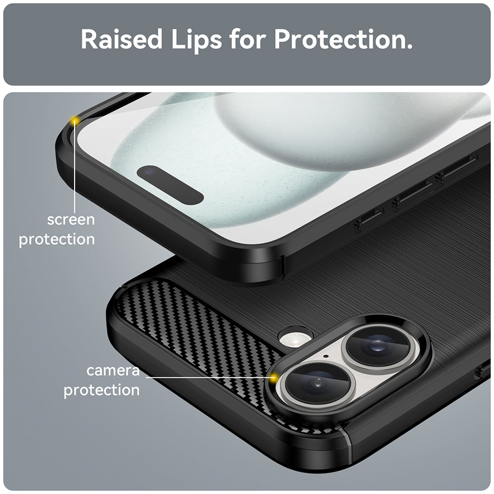 Husa de protectie Techsuit Carbon Silicone compatibil cu iPhone 16 Plus, Negru