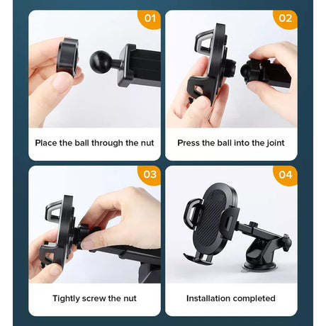 Suport Techsuit (S113), Universal for Dashboard / Windshield, Gravity Grip, Windshield, Negru