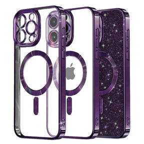 Husa de protectie Techsuit Luxury Glitter MagSafe compatibil cu iPhone 16 Pro Max, Mov Inchis